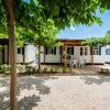 Bungalow fra alberi con verande ombreggiate.